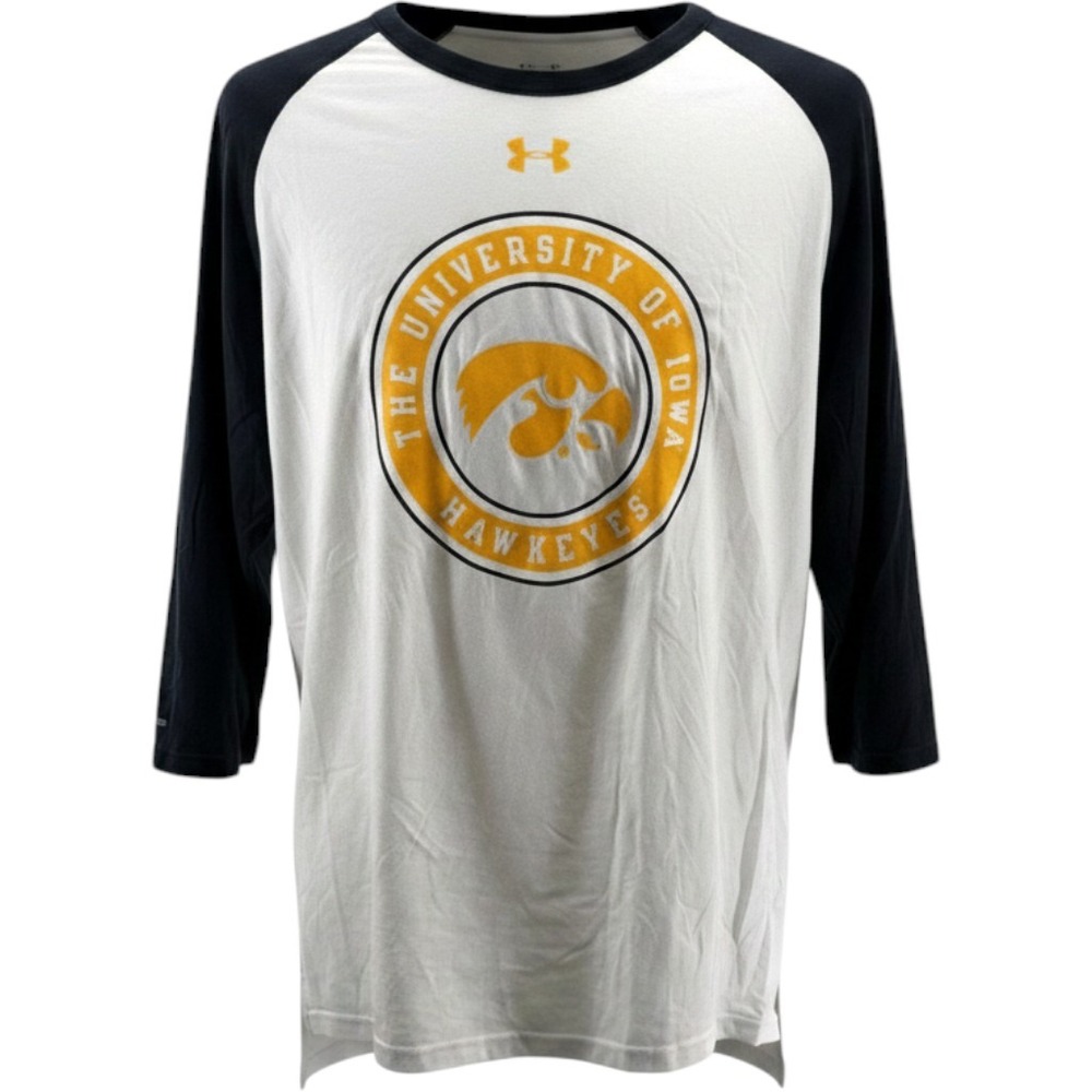 Under Armour Iowa Hawkeyes HeatGear 3/4 Sleeve Raglan Baseball Tee Mens XL New